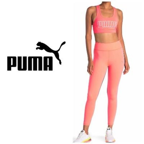 Puma Womens Neon Pink Color Block Moisture Wicking Leggings Activewear Sz XL New - Picture 8 of 9